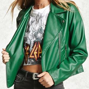 Forever 21 Green Leather Jacket